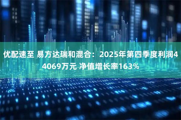 优配速至 易方达瑞和混合：2025年第四季度利润44069万元 净值增长率163%
